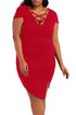 Sexy Plus Size Red Strappy Asymmetrical Bodycon Dress